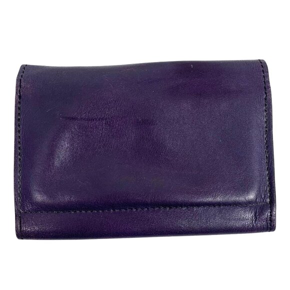 VTG Artisan Purple Leather Snap Closure Travel Wallet Multiple Card Slots - Picture 2 of 10